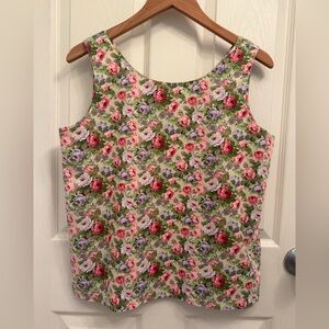 Vintage 70s Country Suburbans Floral Cotton Sleeveless Blouse Top Size 8
